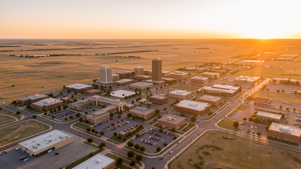 Aerial view of Lubbock, TX showing the local landscape and terrain relevant to drone survey operations