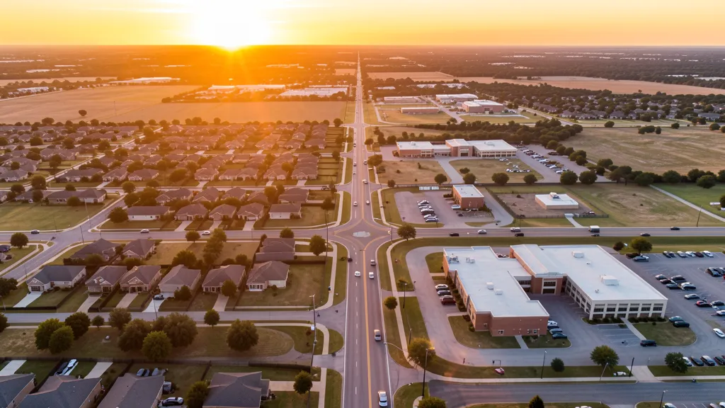 Aerial view of Mansfield, TX showing the local landscape and terrain relevant to aerial imaging operations