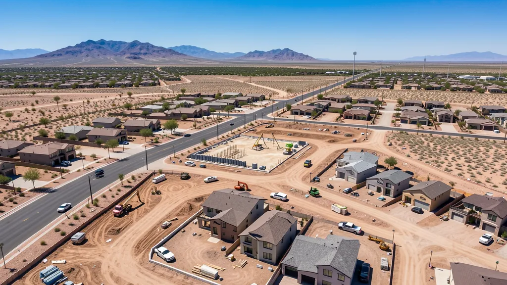 aerial imaging in progress at a construction site in Maricopa, AZ with local terrain visible