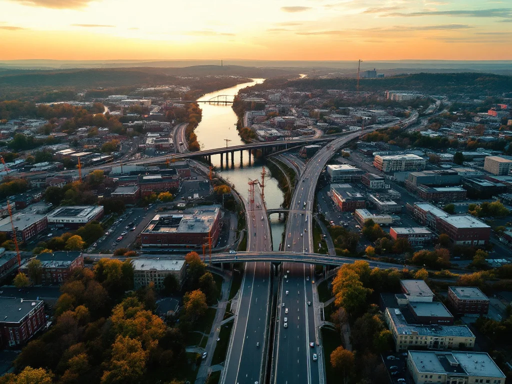 Aerial view of Middletown, CT showing the local landscape and terrain relevant to aerial imaging operations