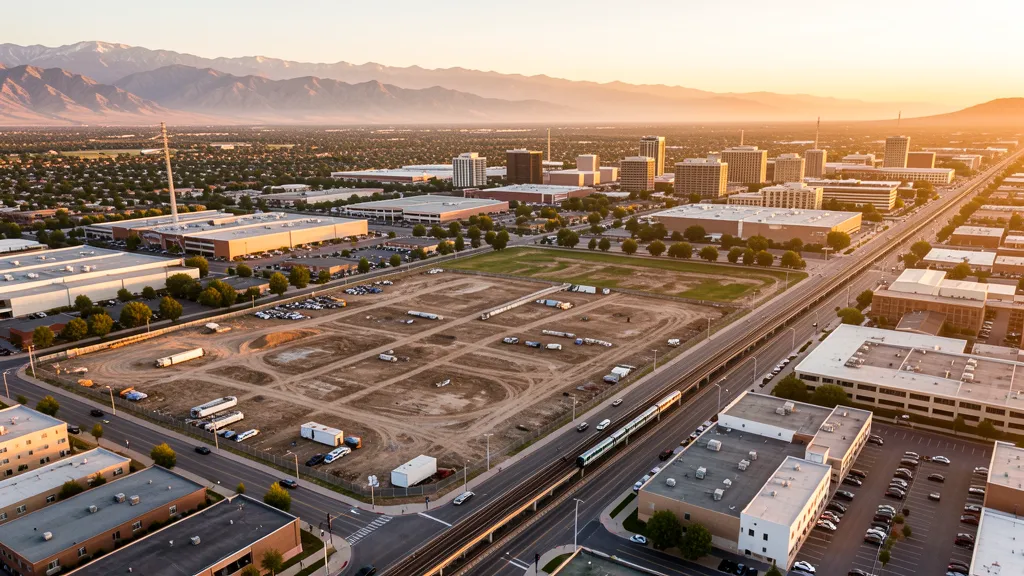 Aerial view of Midvale, UT showing the local landscape and terrain relevant to aerial imaging operations