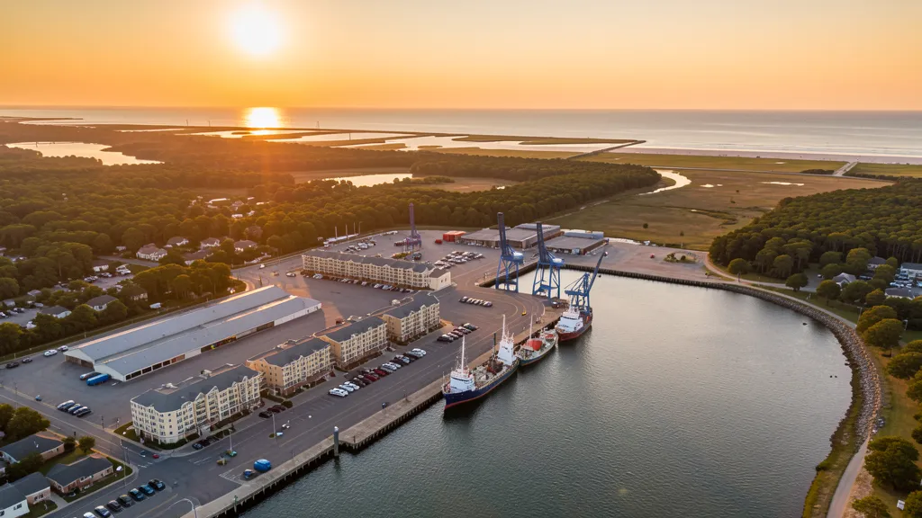 Aerial view of Morehead City, NC showing the local landscape and terrain relevant to drone survey operations
