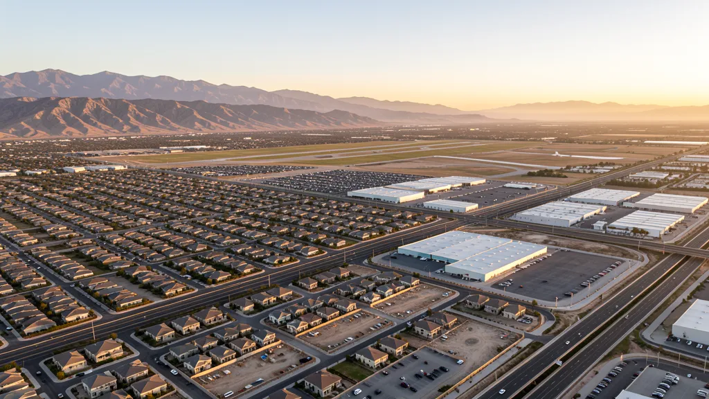 Aerial view of Moreno Valley, CA showing the local landscape and terrain relevant to drone survey operations