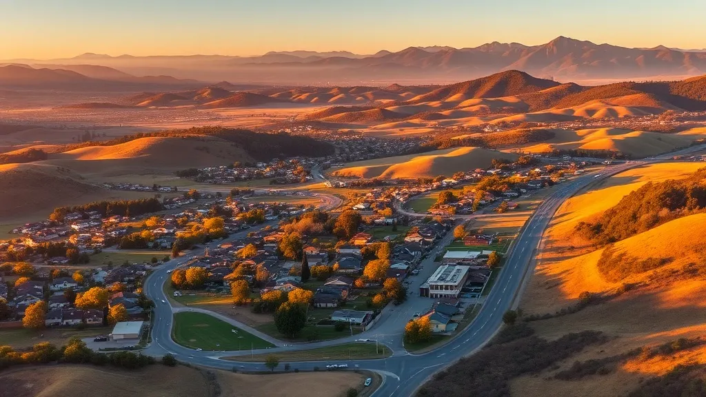 Aerial view of Morgan Hill, CA showing the local landscape and terrain relevant to drone survey operations