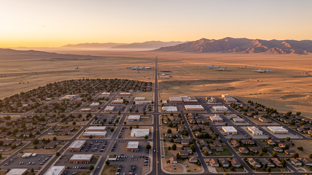 Aerial view of Mountain Home, ID showing the local landscape and terrain relevant to drone survey operations