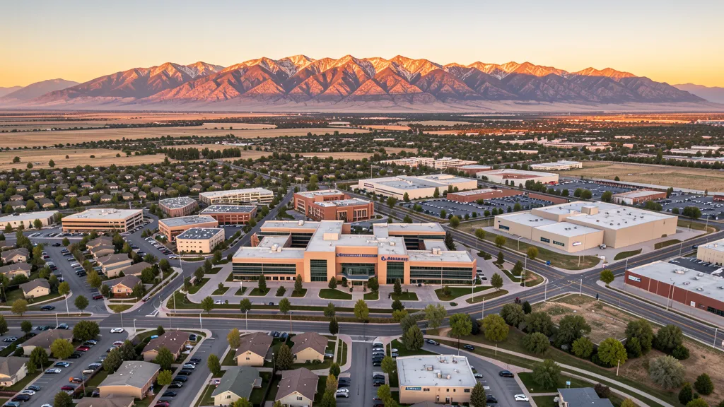 Aerial view of Murray, UT showing the local landscape and terrain relevant to aerial imaging operations