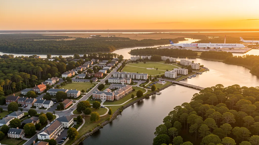 Aerial view of New Bern, NC showing the local landscape and terrain relevant to drone survey operations