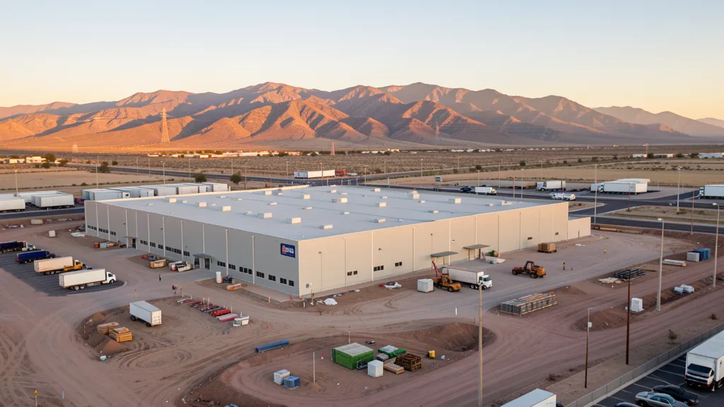 aerial imaging in progress at a construction site in Nogales, AZ with local terrain visible