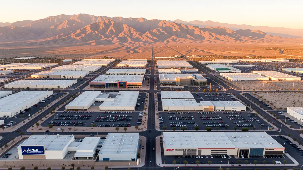 Aerial view of North Las Vegas, NV showing the local landscape and terrain relevant to aerial imaging operations