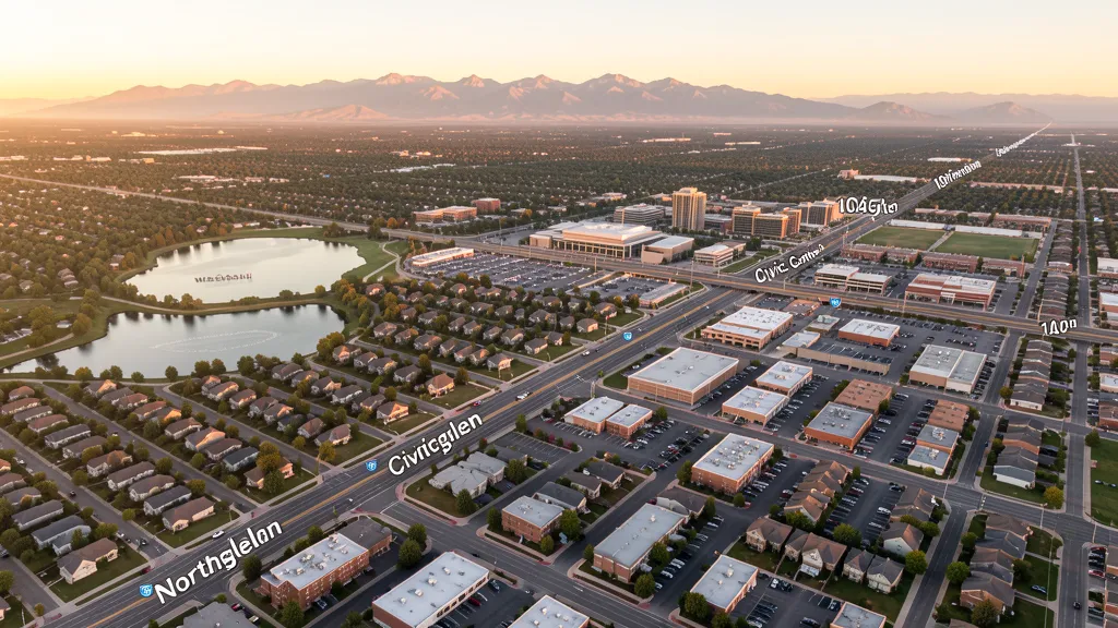 Aerial view of Northglenn, CO showing the local landscape and terrain relevant to aerial imaging operations