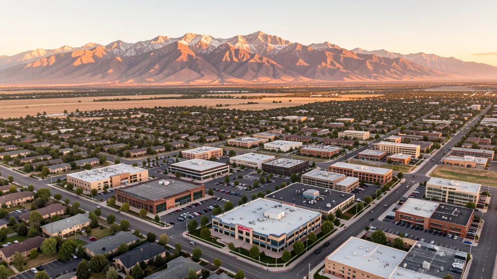 Aerial view of Orem, UT showing the local landscape and terrain relevant to aerial imaging operations
