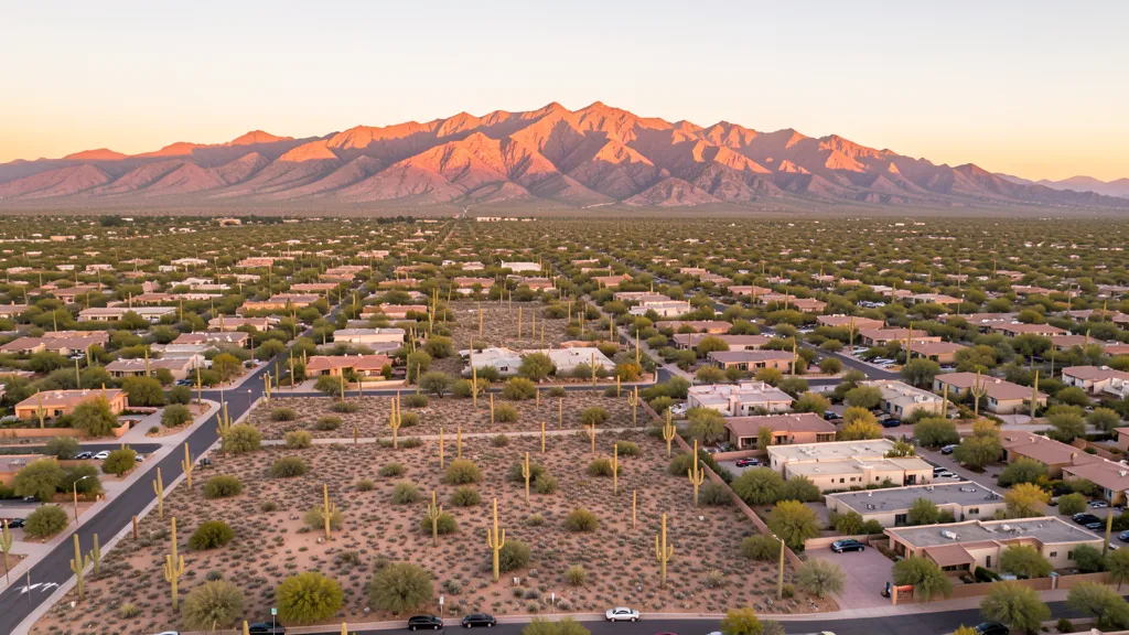 Aerial view of Oro Valley, AZ showing the local landscape and terrain relevant to aerial imaging operations
