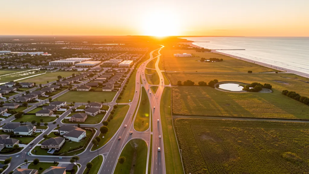 Aerial view of Pearland, TX showing the local landscape and terrain relevant to aerial imaging operations