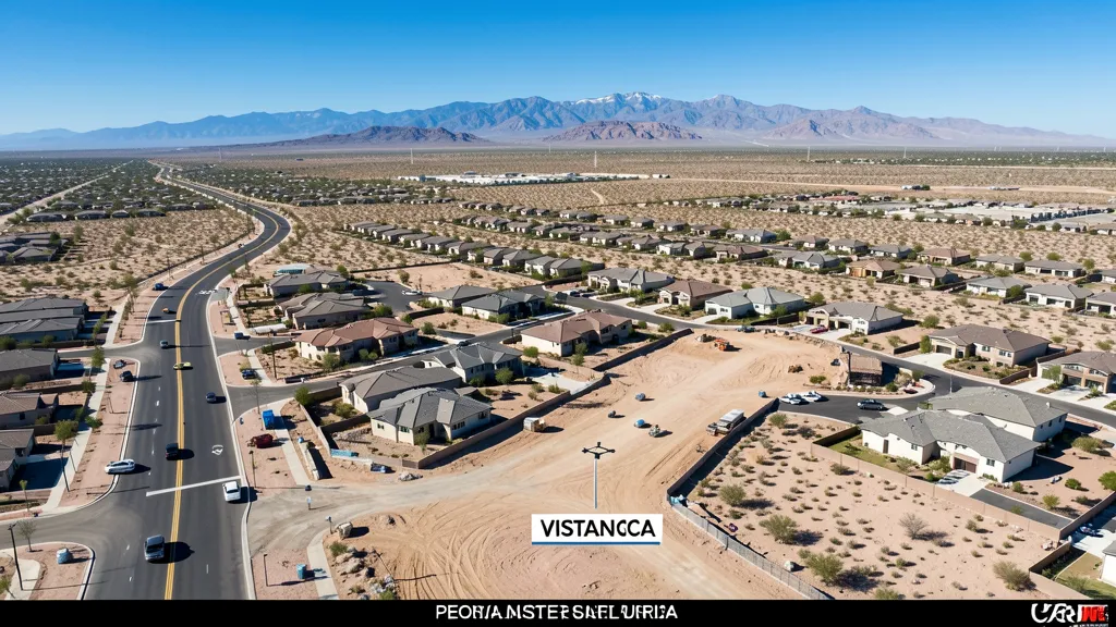 aerial imaging in progress at a construction site in Peoria, AZ with local terrain visible