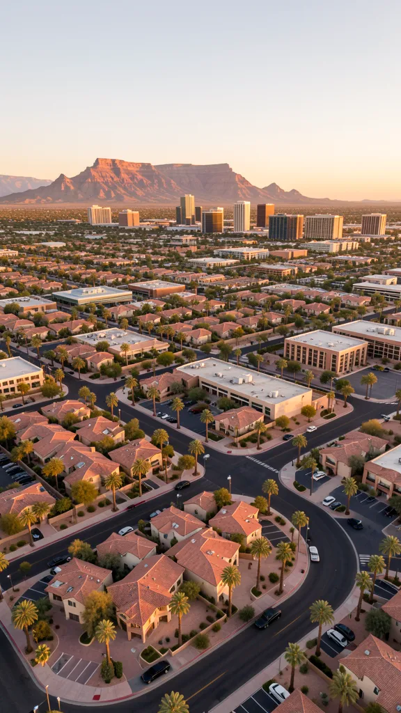 Aerial view of Phoenix, AZ showing the local landscape and terrain relevant to aerial imaging operations