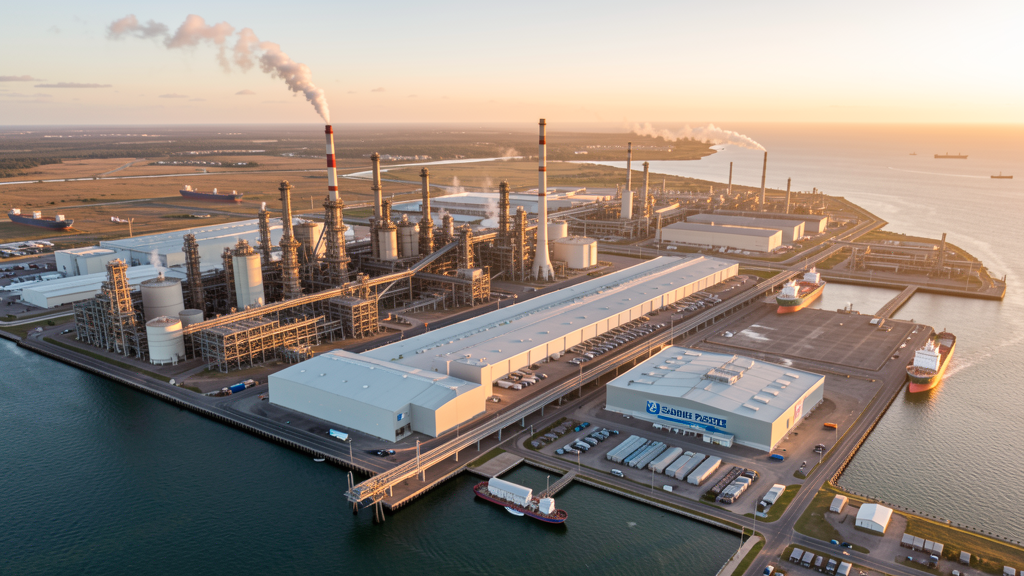 Aerial view of Port Arthur, TX showing the local landscape and terrain relevant to drone survey operations