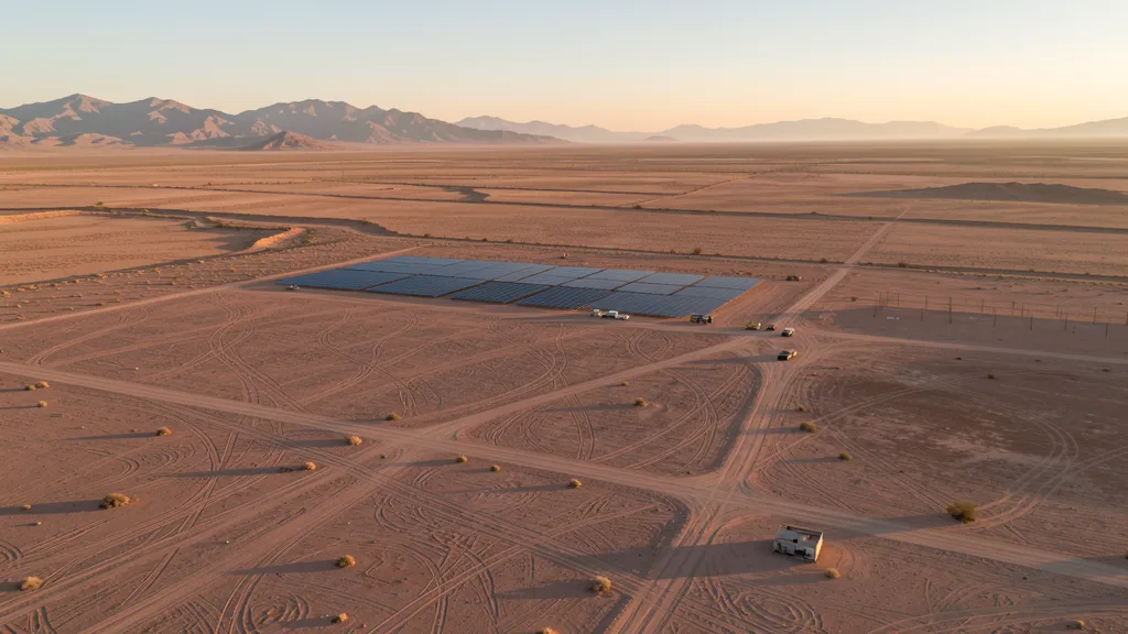 aerial imaging in progress at a construction site in Quartzsite, AZ with local terrain visible