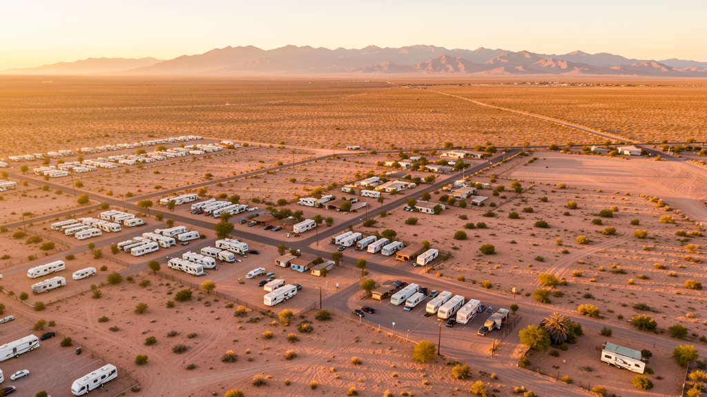 Aerial view of Quartzsite, AZ showing the local landscape and terrain relevant to drone survey operations