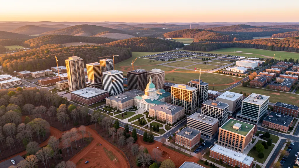 Aerial view of Raleigh, NC showing the local landscape and terrain relevant to drone survey operations