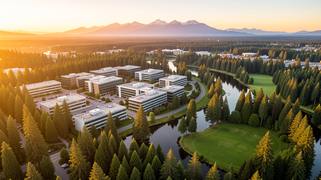 Aerial view of Redmond, WA showing the local landscape and terrain relevant to drone survey operations