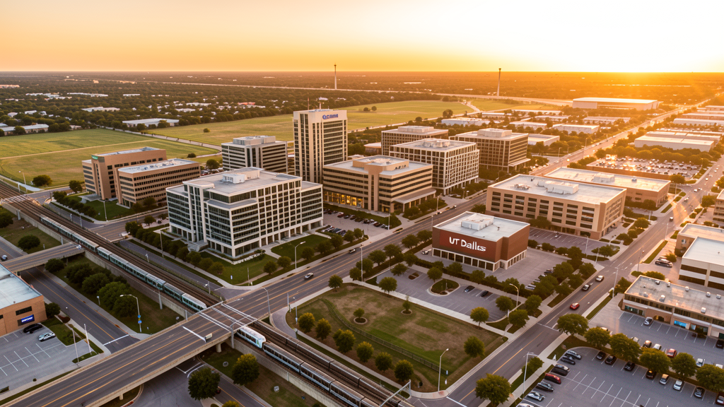 Aerial view of Richardson, TX showing the local landscape and terrain relevant to drone survey operations