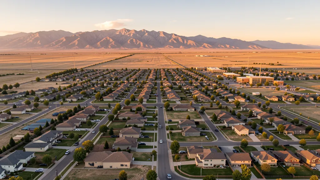 Aerial view of Roy, UT showing the local landscape and terrain relevant to aerial imaging operations