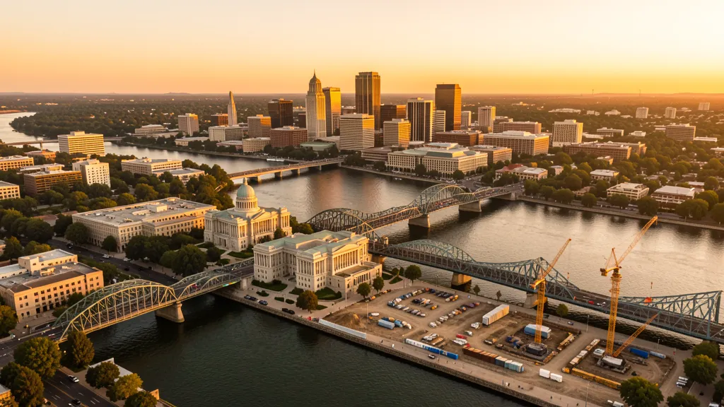 Aerial view of Sacramento, CA showing the local landscape and terrain relevant to drone survey operations