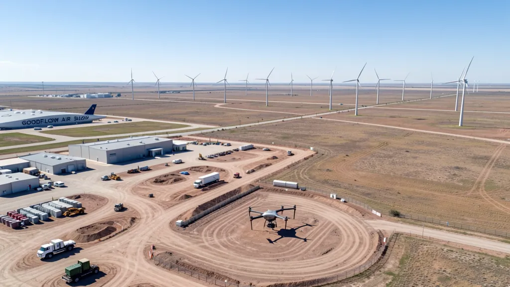 aerial imaging in progress at a construction site in San Angelo, TX with local terrain visible
