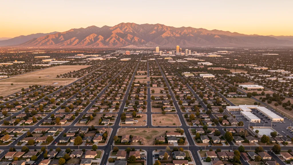 Aerial view of San Bernardino, CA showing the local landscape and terrain relevant to drone survey operations
