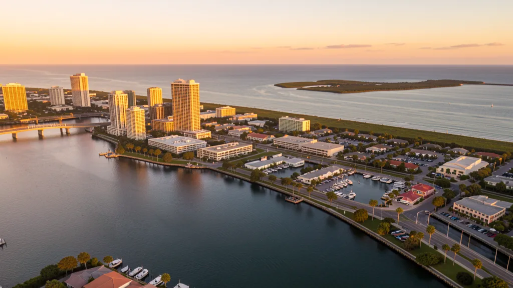 Aerial view of Sarasota, FL showing the local landscape and terrain relevant to drone survey operations