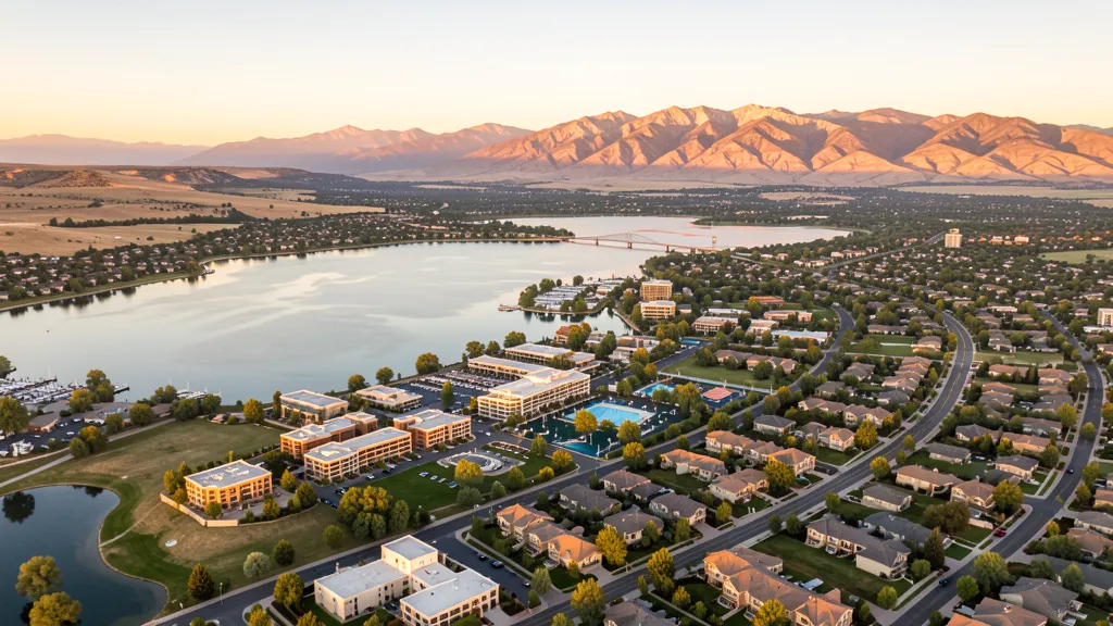 Aerial view of Saratoga Springs, UT showing the local landscape and terrain relevant to aerial imaging operations