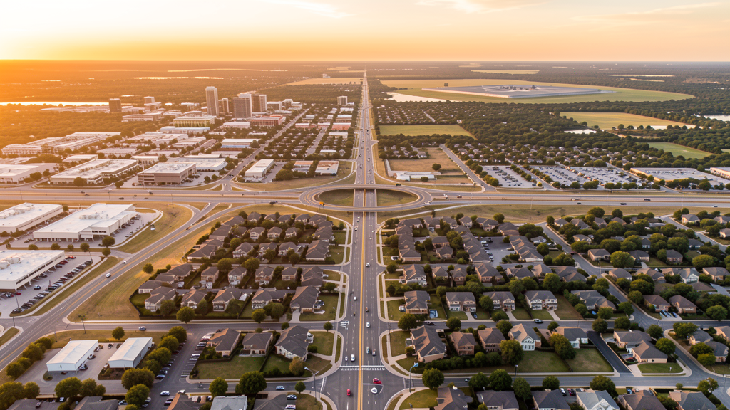 Aerial view of Schertz, TX showing the local landscape and terrain relevant to drone survey operations