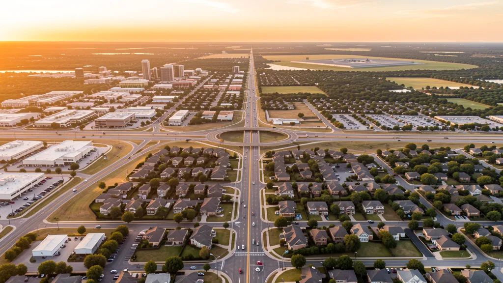 Aerial view of Schertz, TX showing the local landscape and terrain relevant to aerial imaging operations