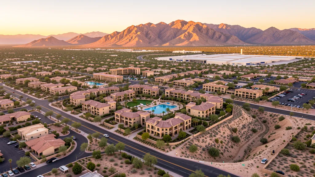 Aerial view of Scottsdale, AZ showing the local landscape and terrain relevant to aerial imaging operations