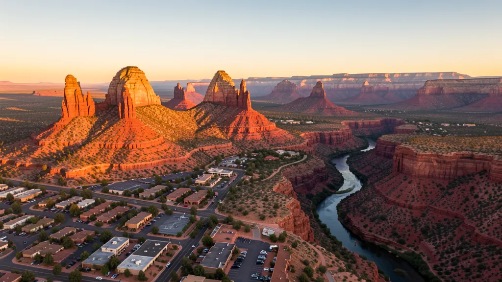 Aerial view of Sedona, AZ showing the local landscape and terrain relevant to aerial imaging operations