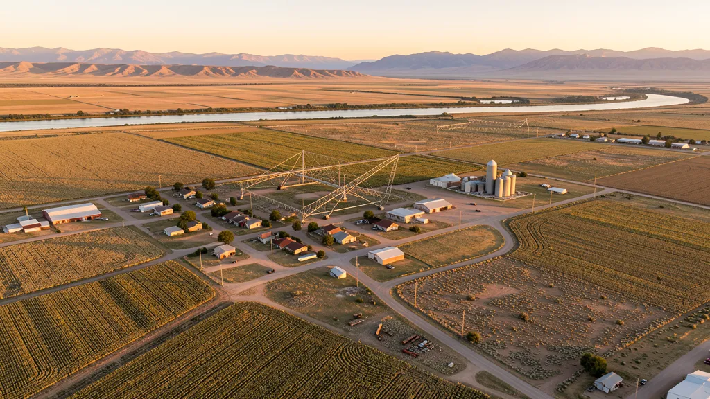 Aerial view of Shelley, ID showing the local landscape and terrain relevant to aerial imaging operations