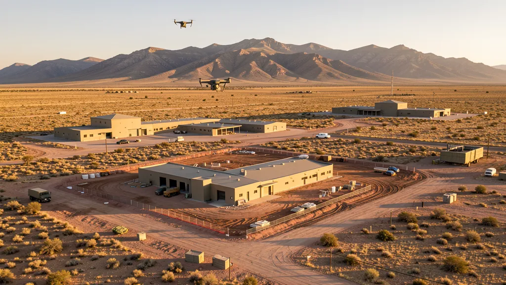 aerial imaging in progress at a construction site in Sierra Vista, AZ with local terrain visible