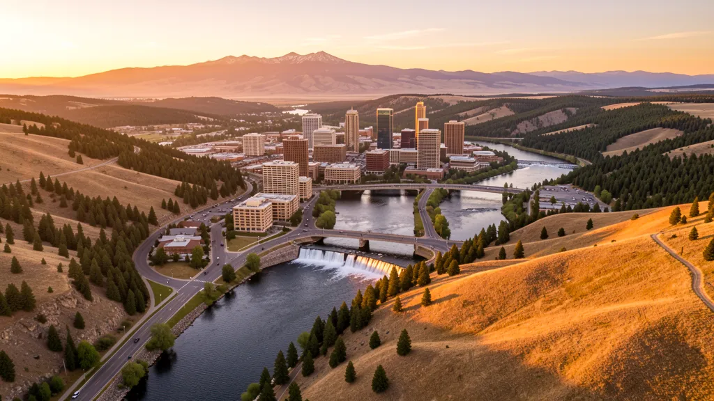 Aerial view of Spokane, WA showing the local landscape and terrain relevant to aerial imaging operations