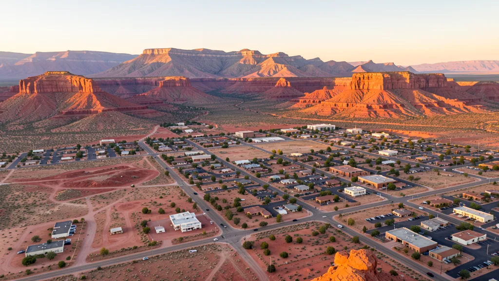 Aerial view of St. George, UT showing the local landscape and terrain relevant to aerial imaging operations