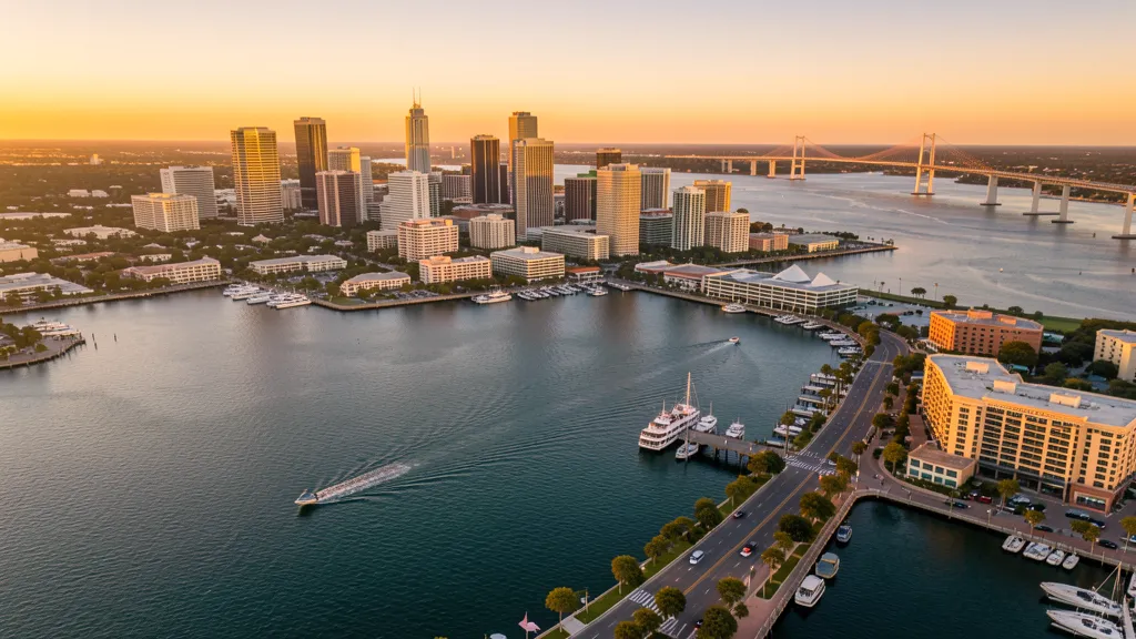 Aerial view of St. Petersburg, FL showing the local landscape and terrain relevant to drone survey operations