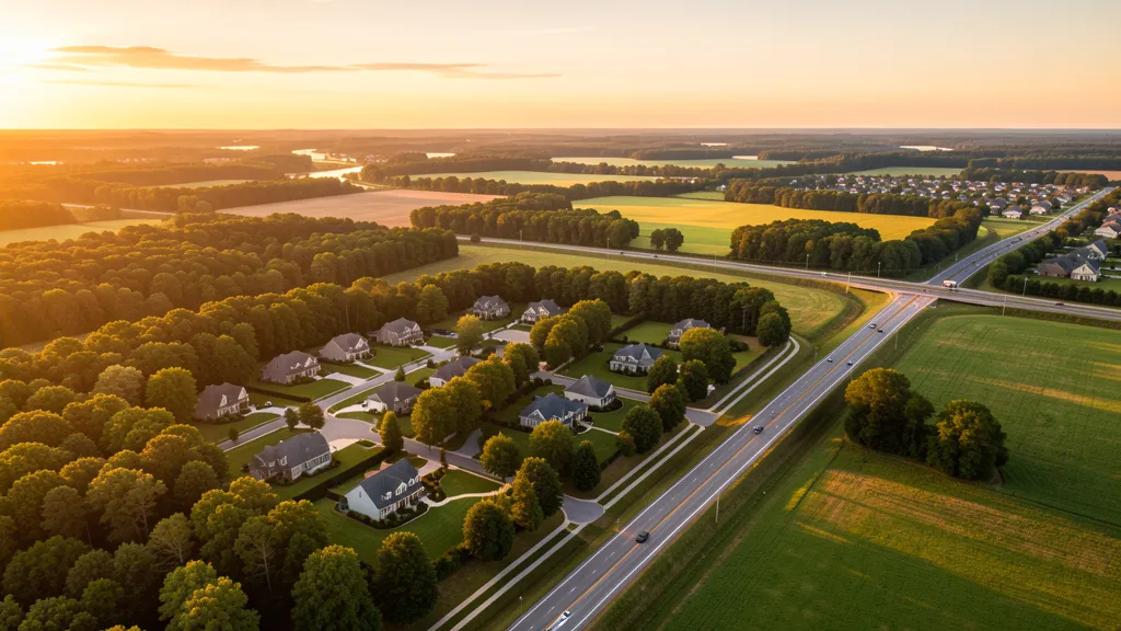Aerial view of Summerfield, NC showing the local landscape and terrain relevant to drone survey operations