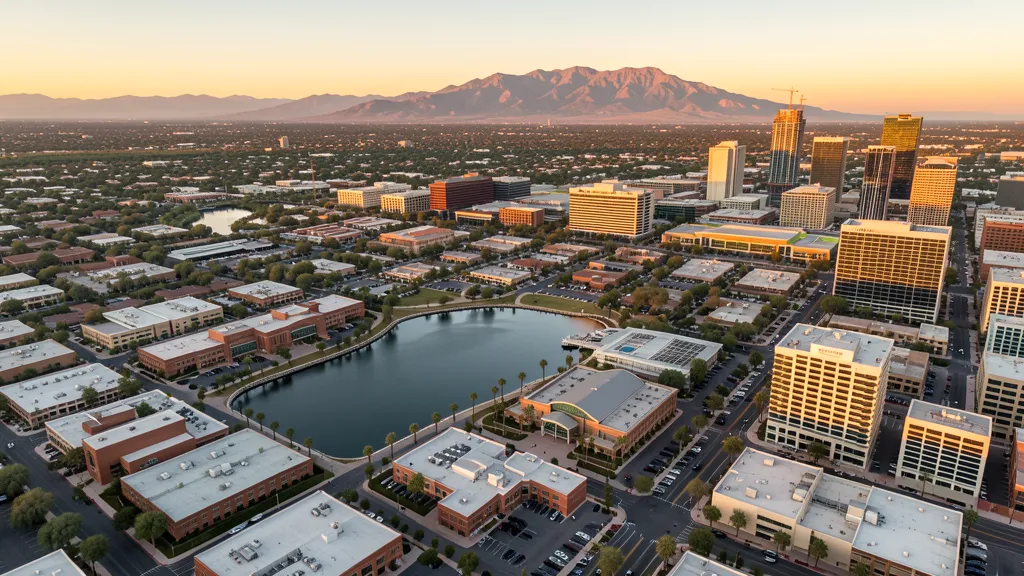 Aerial view of Tempe, AZ showing the local landscape and terrain relevant to aerial imaging operations