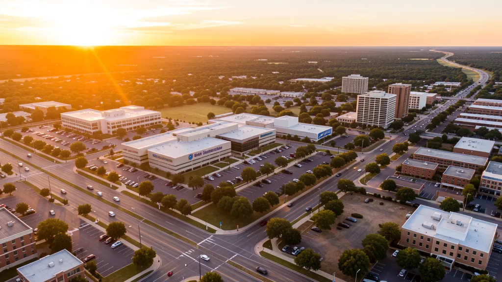 Aerial view of Temple, TX showing the local landscape and terrain relevant to aerial imaging operations