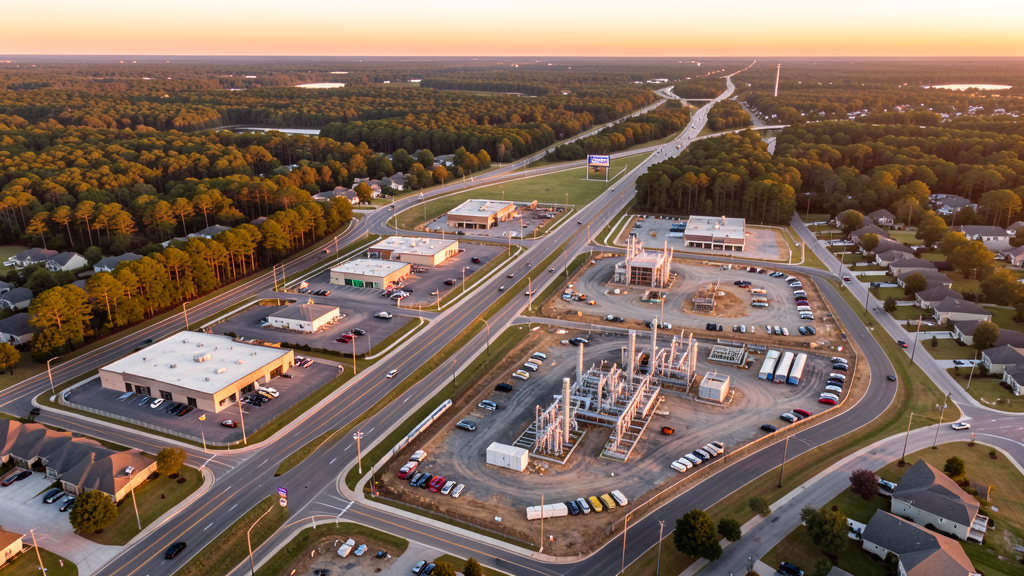 Aerial view of Tomball, TX showing the local landscape and terrain relevant to drone survey operations
