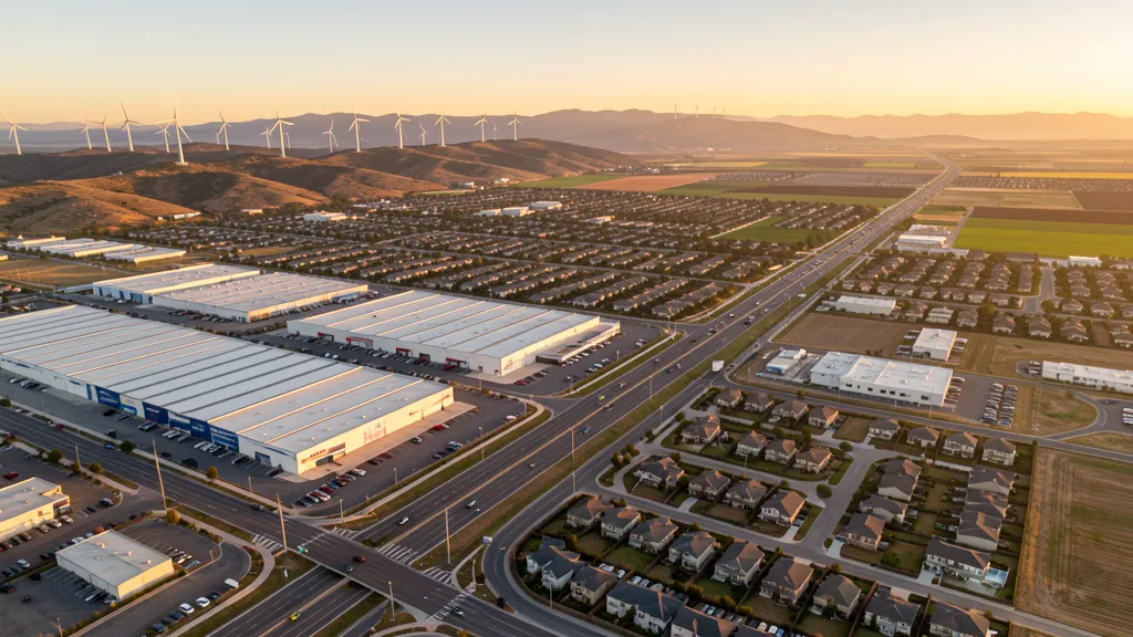Aerial view of Tracy, CA showing the local landscape and terrain relevant to drone survey operations