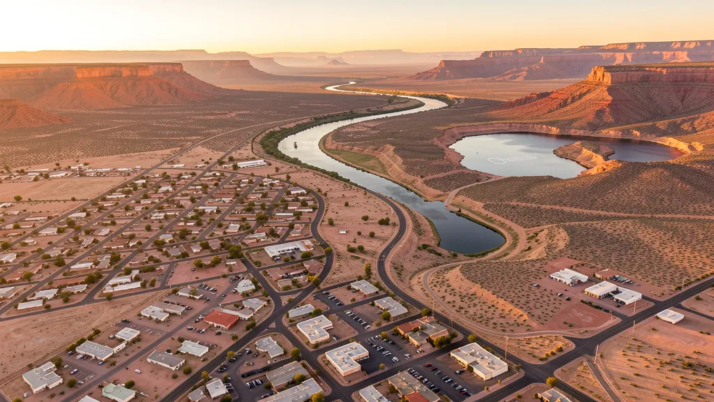Aerial view of Truth or Consequences, NM showing the local landscape and terrain relevant to aerial imaging operations
