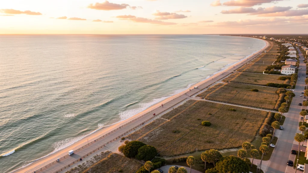Aerial view of Virginia Beach, VA showing the local landscape and terrain relevant to aerial imaging operations