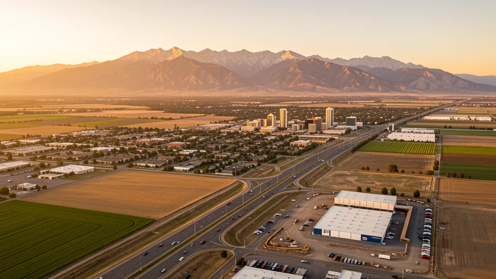Aerial view of Visalia, CA showing the local landscape and terrain relevant to drone survey operations
