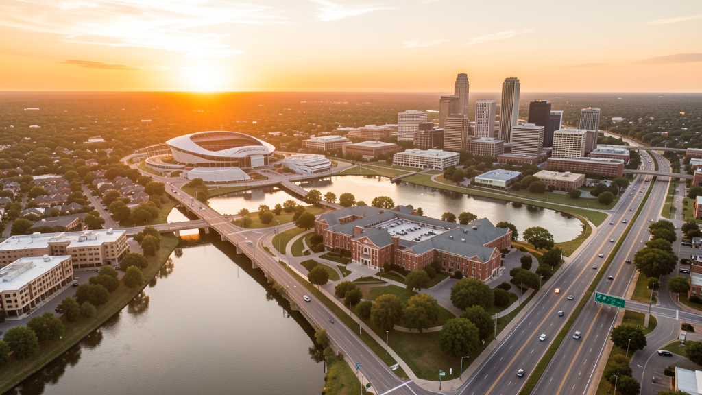 Aerial view of Waco, TX showing the local landscape and terrain relevant to drone survey operations