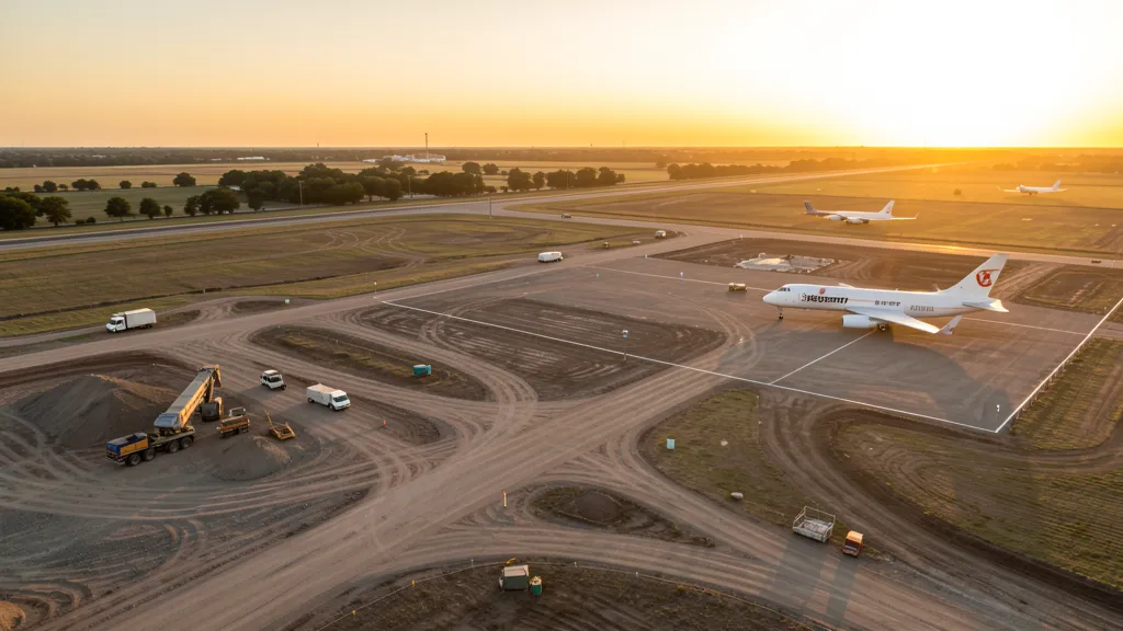 aerial imaging in progress at a construction site in Wichita Falls, TX with local terrain visible